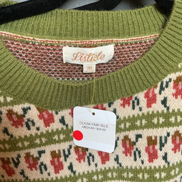 Listicle Festive Knit Sweater - Green and Red Pattern - Picture 2 of 3